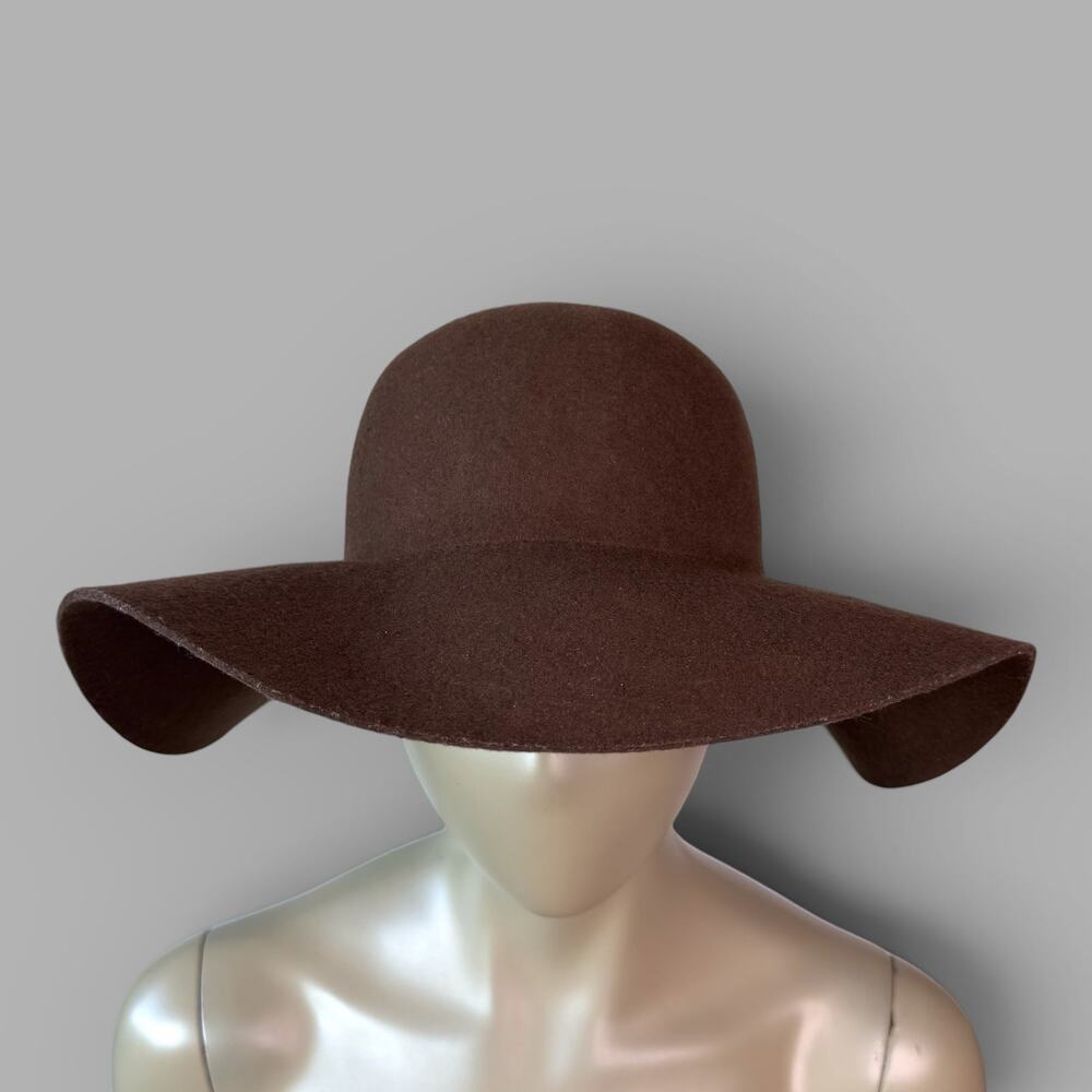 SCALA Collezione Womens Wide Rim Hat Flappy Wool Felt Brown One Size Minimalist